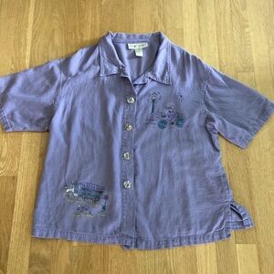 Sweet Jessie Linen Blend Lavender Button-Down Camp Shirt